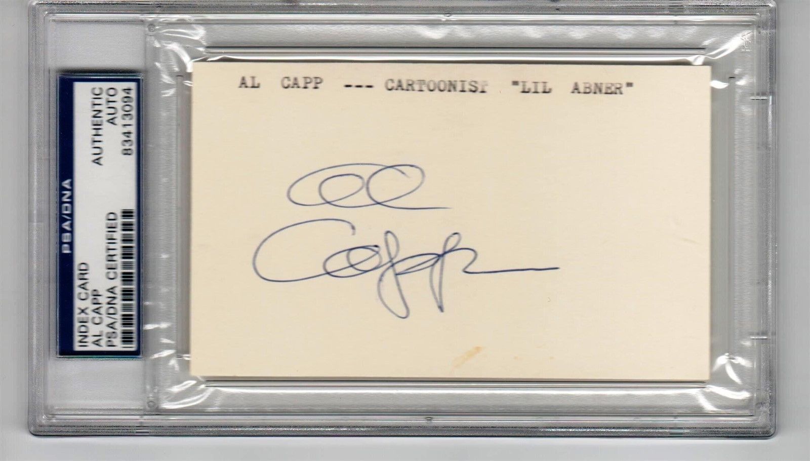 Al Capp Li'l Abner signed 3x5 Index Card PSA/DNA Slabbed auto